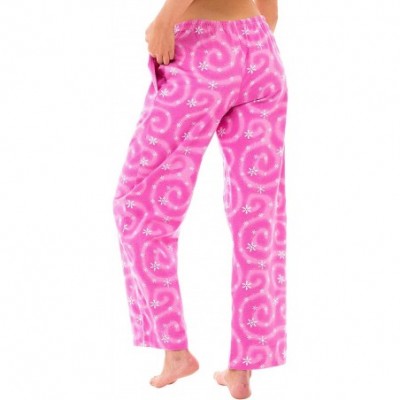 Bottoms Women's Flannel Pajama Pants- Long Winter Christmas Cotton Pj Bottoms - Pink Snowflake - CT18NYOAD4Q