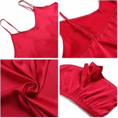 Sets Womens Sexy Satin Cami Pajamas Shorts Set Silk Sleepwear Nightwear - Red - CX18UQK00KO