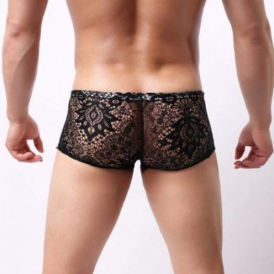 Boxer Briefs Mens Boxer Briefs Underpants Fashion Lace Underwear - Black - CD18H8D46T5