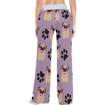 Bottoms Women's Pajama Pants-Pugs Dog Drawstring Sleepwear Pants Lounge Yoga Pants Wide Leg Pants for All Seasons - Black - C...