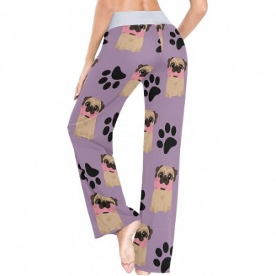 Bottoms Women's Pajama Pants-Pugs Dog Drawstring Sleepwear Pants Lounge Yoga Pants Wide Leg Pants for All Seasons - Black - C...