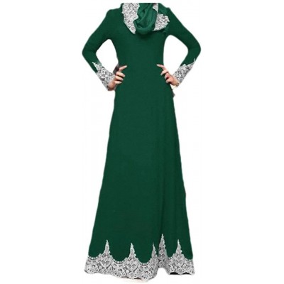 Robes Women Trendy Embroidered Islamic Dubai Muslim Classy Kaftan Dress - Green - CF1907X6NU6