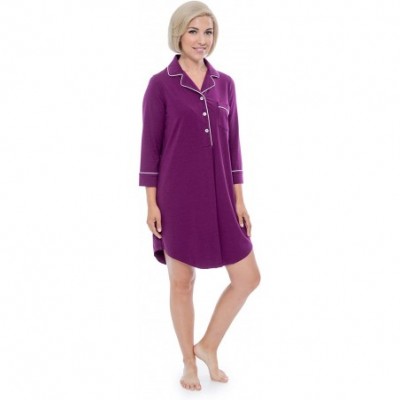 Nightgowns & Sleepshirts Women's Nightshirt in Bamboo Viscose (Zenrest) Stylish Sleep Shirt - Concord Grape - CC12FSXZSLV