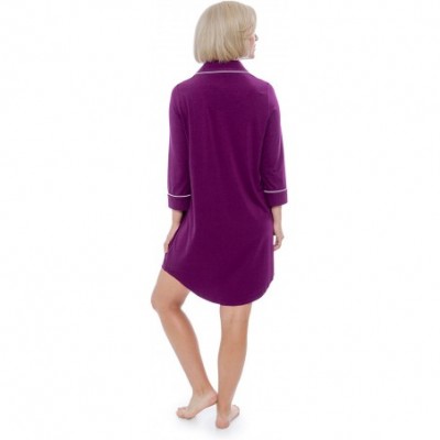 Nightgowns & Sleepshirts Women's Nightshirt in Bamboo Viscose (Zenrest) Stylish Sleep Shirt - Concord Grape - CC12FSXZSLV