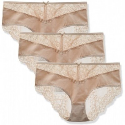 Panties Women's 3 Pack Cotton Invisible Lace Back Coverage Hipster Brief Panty Underwear - Nude - CM12O0JJYUG