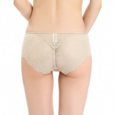 Panties Women's 3 Pack Cotton Invisible Lace Back Coverage Hipster Brief Panty Underwear - Nude - CM12O0JJYUG