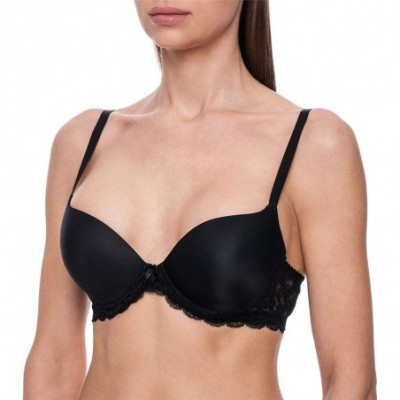 Bras Women's Silicone Filled Water Push-Up Sexy T-Shirt Bra - Black - CE18DO5U76S