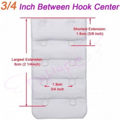 Accessories Ultra Soft Bra Extender Band Breathing Room 4 Rows Hook & Eye Extension Strap - 2 Hooks - 3/4 Inches Between Hook...