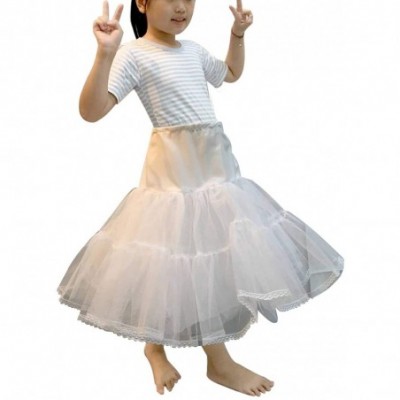 Slips Hoopless Crinoline Petticoat Underskirt with Tulle for Flower Girl - CB18HRNAQT6