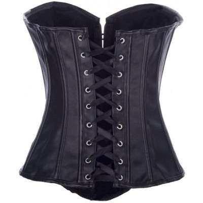 Bustiers & Corsets Womens Faux Leather Zipper Front Corset Top - Black - CN12641NPBB