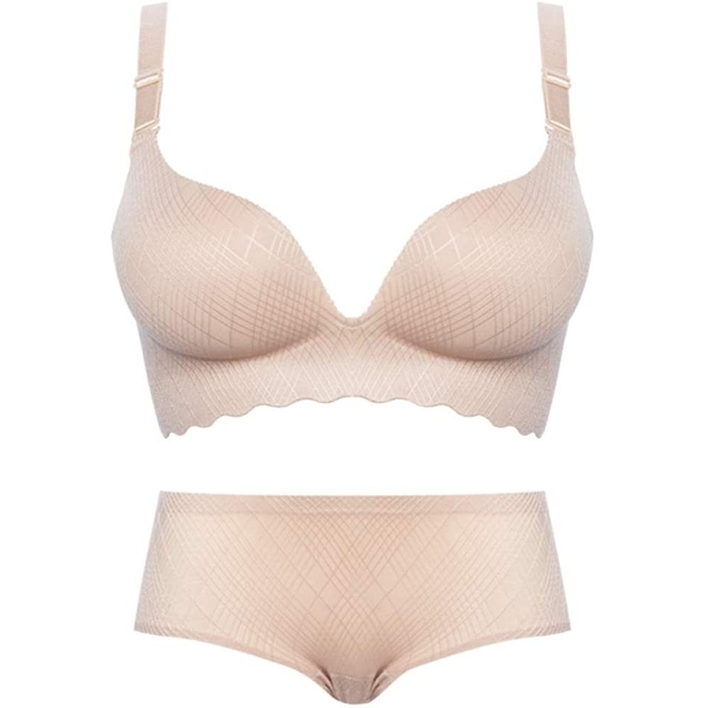 Bras Women's Plus Size Push Up Bras Set Comfortable Lingerie Bra and Panties - The Skin Color - CA18Z7DOZMG