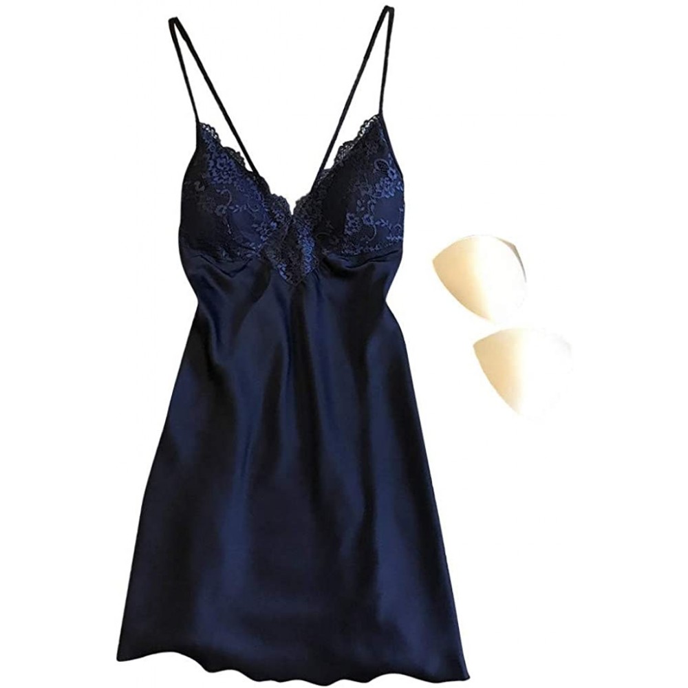 Bustiers & Corsets New Women Lace Teddy Lingerie Sexy Deep V One Piece Nightdress Underwear - Navy - CI196GTS95K