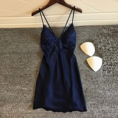 Bustiers & Corsets New Women Lace Teddy Lingerie Sexy Deep V One Piece Nightdress Underwear - Navy - CI196GTS95K