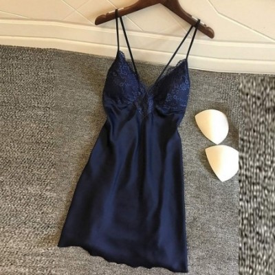 Bustiers & Corsets New Women Lace Teddy Lingerie Sexy Deep V One Piece Nightdress Underwear - Navy - CI196GTS95K