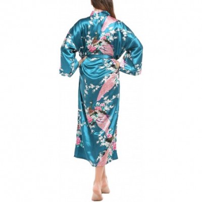 Nightgowns & Sleepshirts Womens Dressing Gown Kimono Bathrobe Long Satin Peacock Robe Bridesmaid Nightwear Pyjamas Nightgown ...