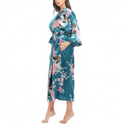 Nightgowns & Sleepshirts Womens Dressing Gown Kimono Bathrobe Long Satin Peacock Robe Bridesmaid Nightwear Pyjamas Nightgown ...