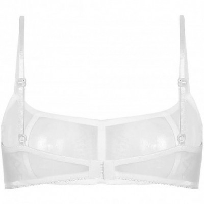 Bras Women's Sexy See Through Wire-Free Support No Padding Demi Cup Bralette Transparent Bras - White - CL18L2YI7Q0