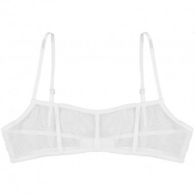 Bras Women's Sexy See Through Wire-Free Support No Padding Demi Cup Bralette Transparent Bras - White - CL18L2YI7Q0