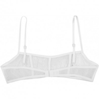 Bras Women's Sexy See Through Wire-Free Support No Padding Demi Cup Bralette Transparent Bras - White - CL18L2YI7Q0