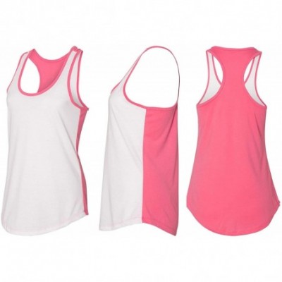 Tops Ladies Plowed by A Pro Sleep with A Farmer Racerback - White/Hot Pink - C618YG2WGRN