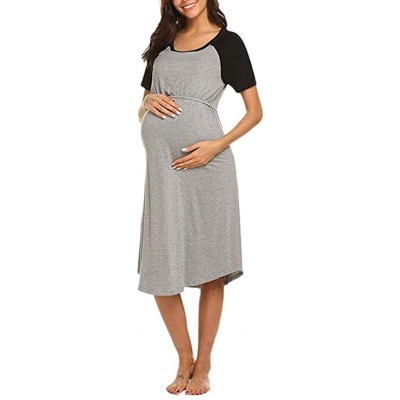 Nightgowns & Sleepshirts Women's Maternity Nursing Dress Nightgown - vermers Double Layer Breastfeeding Short Sleeve Nightshi...