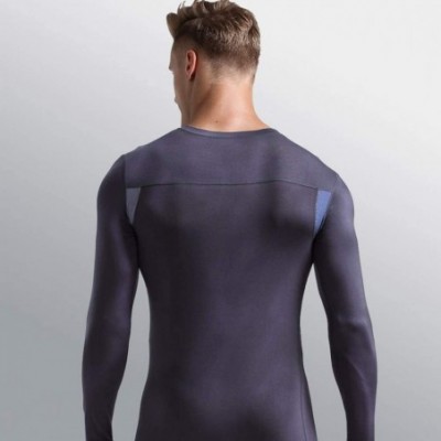 Thermal Underwear Men's Thermal Underwear Shirts Modal Thermal Tops Sports Thermal Base Layer Tops - Black (Only Top) - CD18Z...