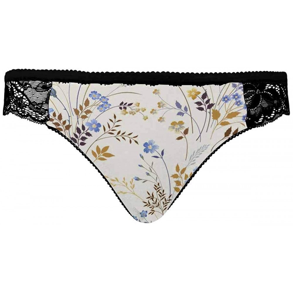 Thermal Underwear Womens Underwear Lace Hipster Panties Stretch Bikini Panty Floral with Blue Flowers - Multi 1 - CM19E79YUX0