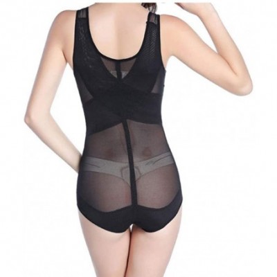 Shapewear Women's Sexy Breathable Body Shapewear Firm Control Butt Lifter Mesh Cross Belt Shapewear - Black - CW18WOQMRCS