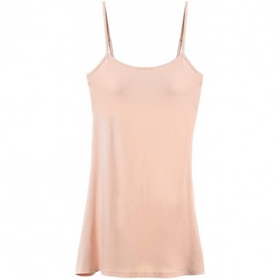 Camisoles & Tanks Womens Basic Tank Tops Long Camisole with Shelf Bra Adjustable Strap - Apricot - CL199LGXX72