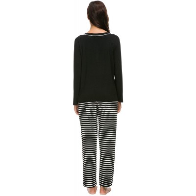 Sets Womens 2 Piece Pajama Set Long Sleeve Top with Pants Lounge Sleepwear Set - C-stripes - CT18KHMDU8K