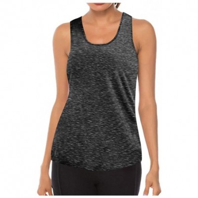 Thermal Underwear Women Workout Tops Mesh Racerback Tank Sports Yoga Shirts Gym Clothes - Gray -2 - C419D5AZ3Z9