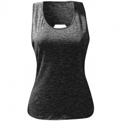 Thermal Underwear Women Workout Tops Mesh Racerback Tank Sports Yoga Shirts Gym Clothes - Gray -2 - C419D5AZ3Z9