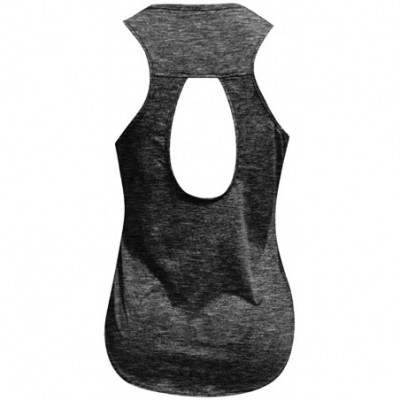 Thermal Underwear Women Workout Tops Mesh Racerback Tank Sports Yoga Shirts Gym Clothes - Gray -2 - C419D5AZ3Z9