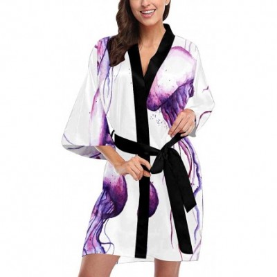 Robes Custom Rainbow Roses Colorful Women Kimono Robes Beach Cover Up for Parties Wedding (XS-2XL) - Multi 3 - CA194UHK7OZ