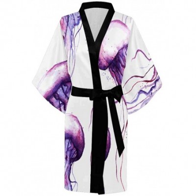 Robes Custom Rainbow Roses Colorful Women Kimono Robes Beach Cover Up for Parties Wedding (XS-2XL) - Multi 3 - CA194UHK7OZ