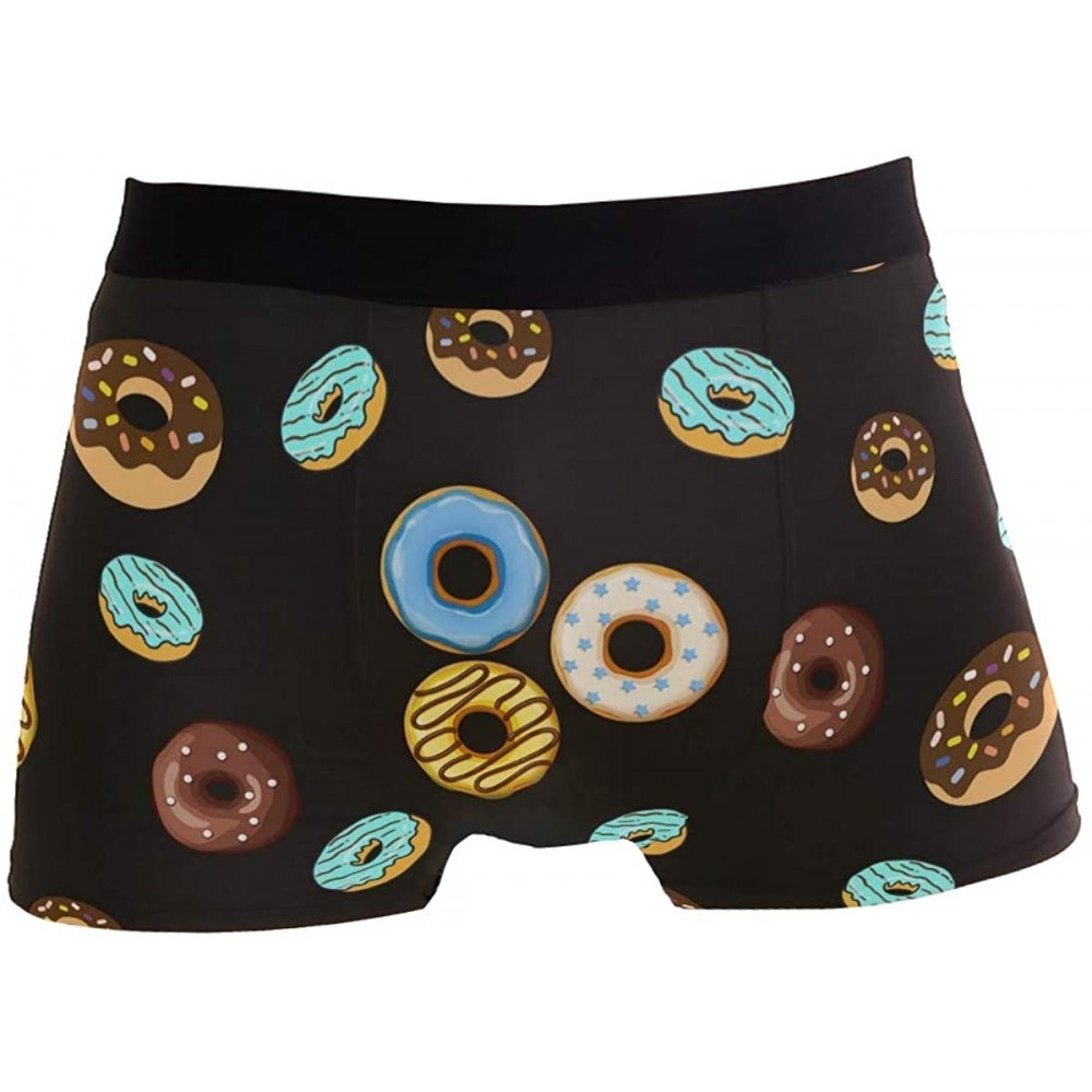 Boxer Briefs Mens No Ride-up Underwear Boxer Briefs - Delicious Donut Chocolate Pattern - CK18YCHAK6D