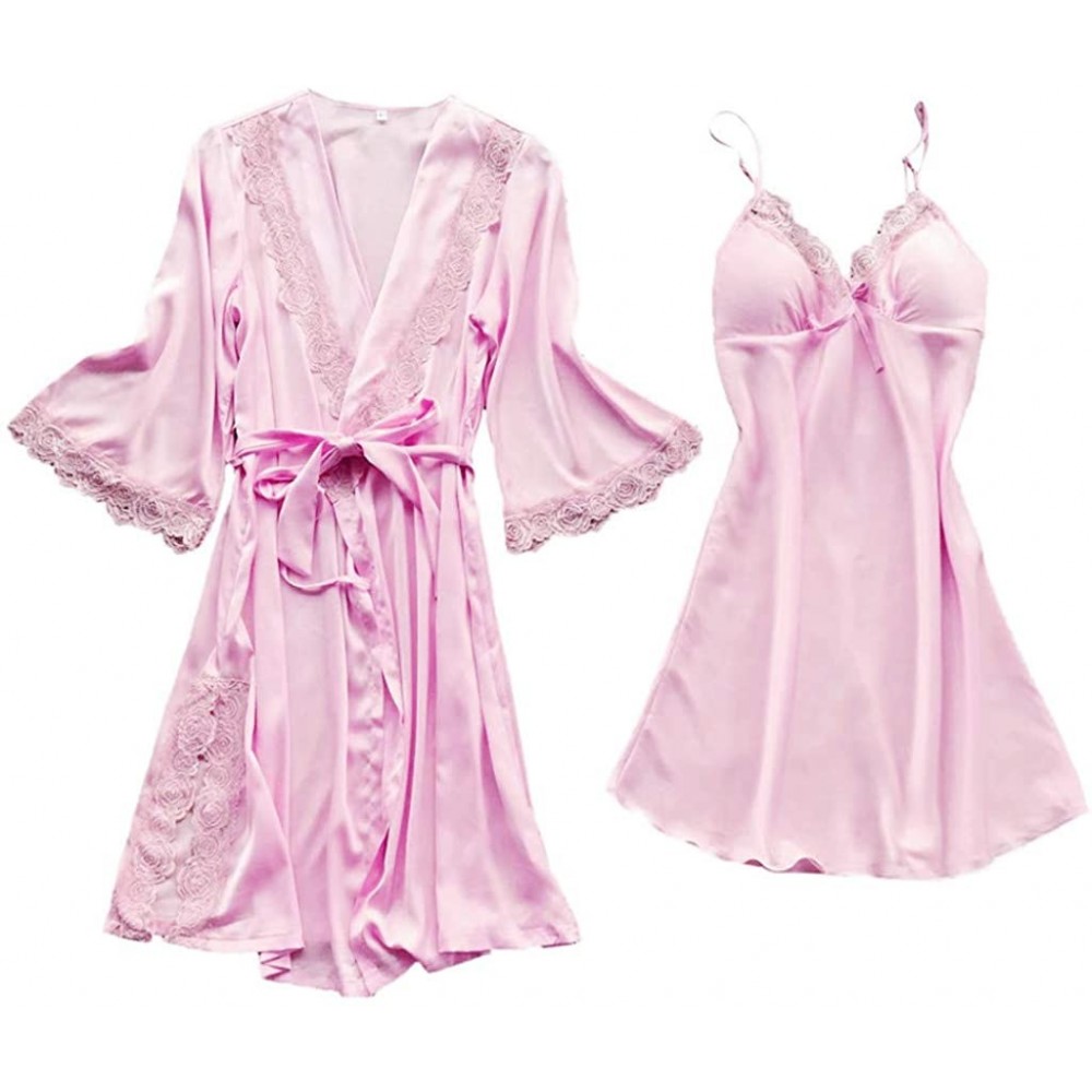 Robes Sexy Pajamas Set for Women 2 Pieces Sleepwear Stylish Leopard Print Kimono Robes Nightgowns Outfit Full Slip Nightwear ...