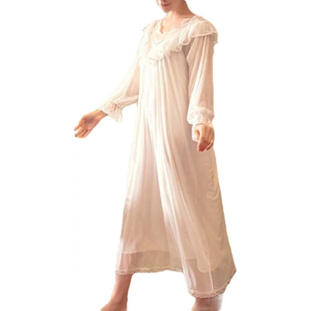 Nightgowns & Sleepshirts Women's Vintage Pajamas Lounge Victorian Nightgown Long-Sleeve Sleepwear Dres - 2 - CU19DEWKU49