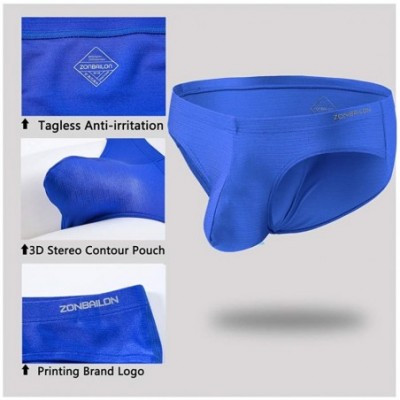 Boxer Briefs Men's Underwear Boxer Briefs Low Rise Bulge Pouch Silk Tagless Soft Pack - Blue 1 Pack - CK18AK4GZC6