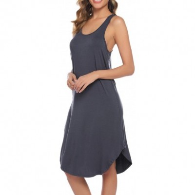 Nightgowns & Sleepshirts Nightgowns Women's Cotton Sleepwear Sleeveless Sleep Dress Night Shirts - Dark Grey - CF18W79MT4A