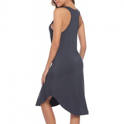 Nightgowns & Sleepshirts Nightgowns Women's Cotton Sleepwear Sleeveless Sleep Dress Night Shirts - Dark Grey - CF18W79MT4A