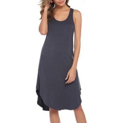 Nightgowns & Sleepshirts Nightgowns Women's Cotton Sleepwear Sleeveless Sleep Dress Night Shirts - Dark Grey - CF18W79MT4A