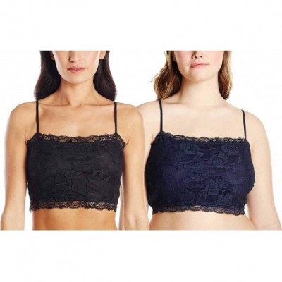 Camisoles & Tanks 2 Pack Women's Breathable Stretch Lace Half Cami - Black/Navy - CV18N07E735