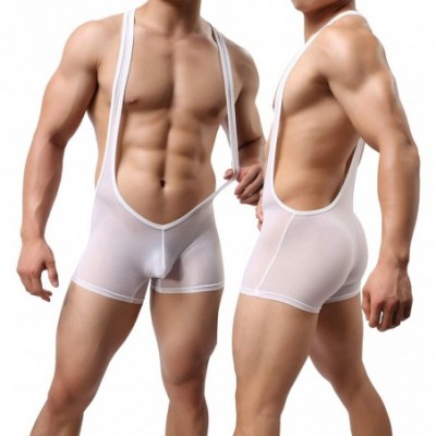 Shapewear Premium Men's Wrestling Leotard- Men's Wrestling Singlet Bodysuit- Silky Smooth. - White - CY18U65G5GE