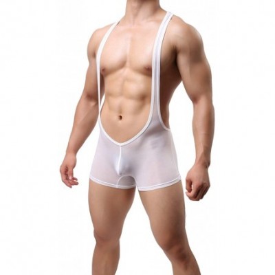 Shapewear Premium Men's Wrestling Leotard- Men's Wrestling Singlet Bodysuit- Silky Smooth. - White - CY18U65G5GE