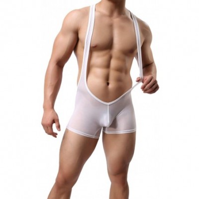 Shapewear Premium Men's Wrestling Leotard- Men's Wrestling Singlet Bodysuit- Silky Smooth. - White - CY18U65G5GE