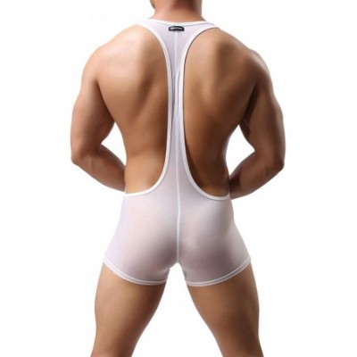 Shapewear Premium Men's Wrestling Leotard- Men's Wrestling Singlet Bodysuit- Silky Smooth. - White - CY18U65G5GE