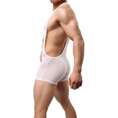 Shapewear Premium Men's Wrestling Leotard- Men's Wrestling Singlet Bodysuit- Silky Smooth. - White - CY18U65G5GE