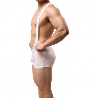 Shapewear Premium Men's Wrestling Leotard- Men's Wrestling Singlet Bodysuit- Silky Smooth. - White - CY18U65G5GE