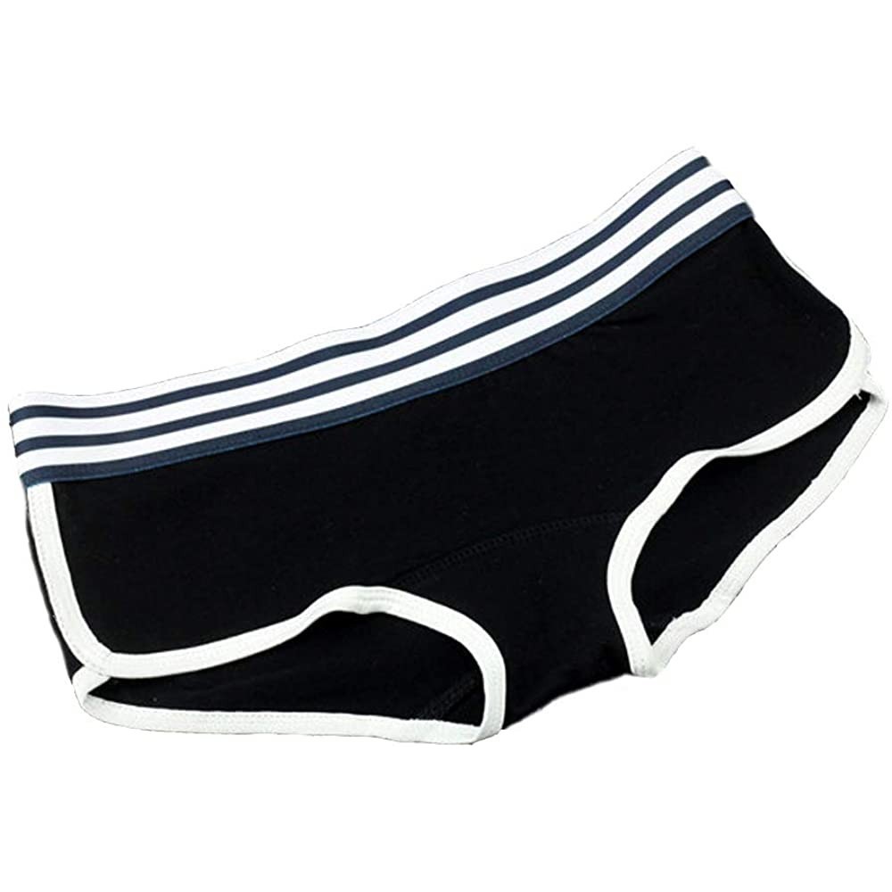 Panties 100% Cotton Striped Boyshort 3 Pack Boxer Briefs for Tomboy Trans Lesbian - Black - CG18ZLUM90M